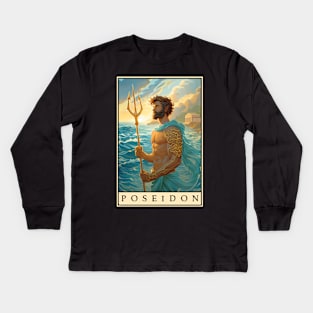 Poseidon God of the Sea Kids Long Sleeve T-Shirt